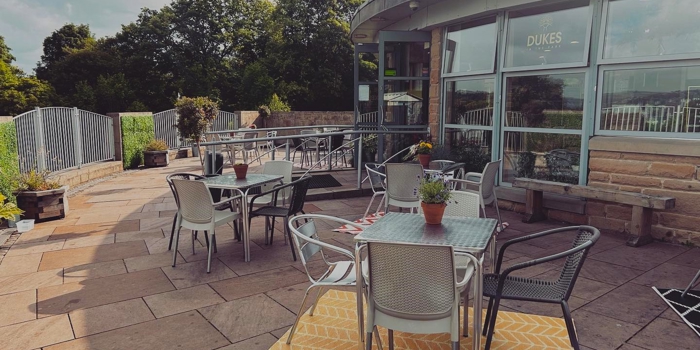 Outside seating area at Dukes in the Park 