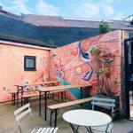 Seating in a courtyard.