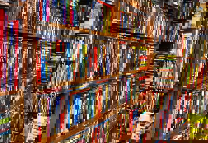 Several bookcases full of books.