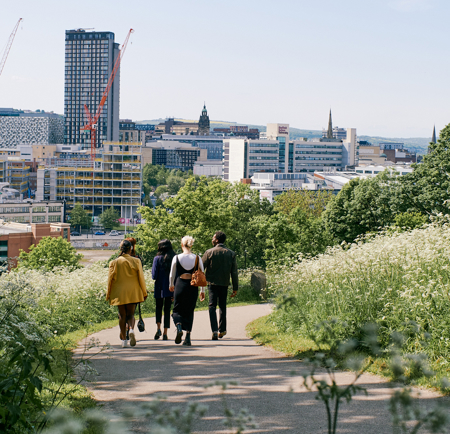 Group pf people walking down from Cholera Monument 