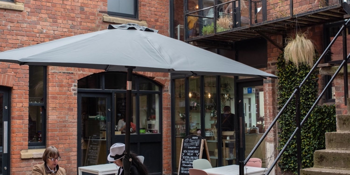 The courtyard at the Birdhouse Tea Bar & Kitchen.