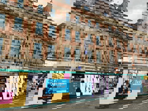 Hoardings outside the new Radisson Blu hotel