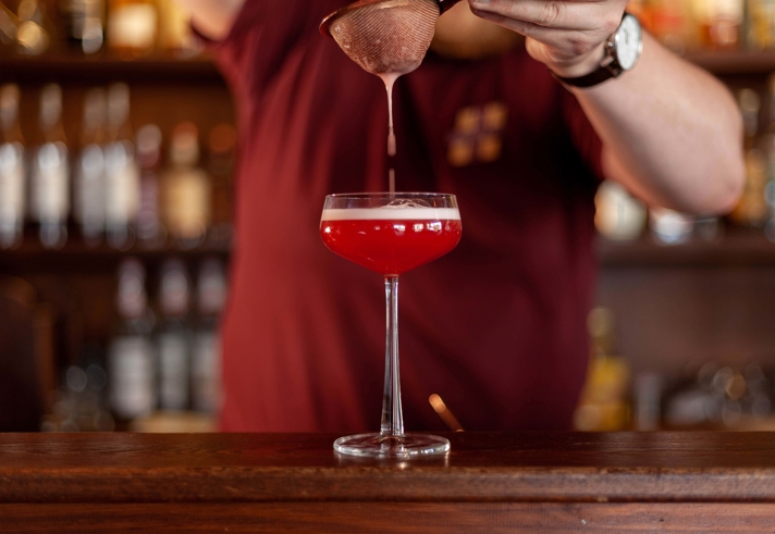 A cocktail being created at the Dead Donkey.