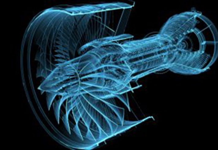 A schematic diagram of an aviation engine.