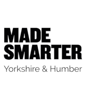 Logo with bold black text reading “MADE SMARTER” in uppercase, stacked on two lines. Below, in smaller gray text, it says “Yorkshire & Humber.” The design is simple and modern, using a monochrome color scheme.
