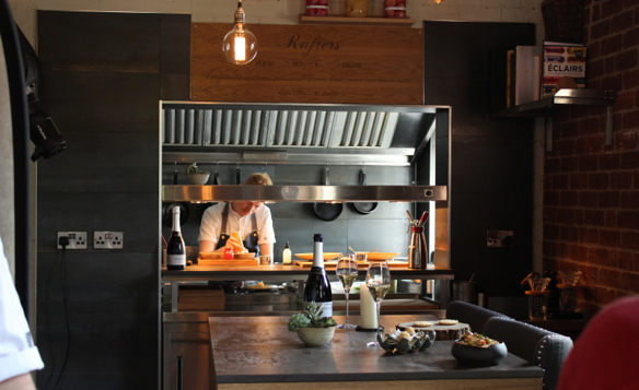 A working restaurant kitchen.