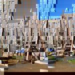 Climbing frames and slides in Pound's Park.