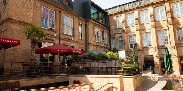 Cubana Tapas Bar as seen from Leopold Square.