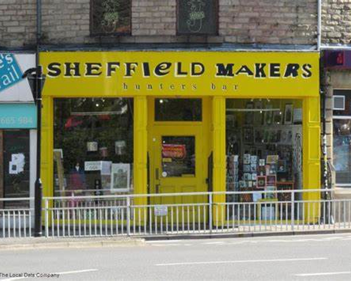 The bright yellow exterior of Sheffield Makers Hunters Bar.