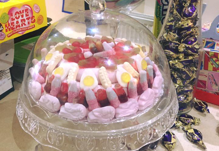 A 'cake' made up of all different types of sweets.
