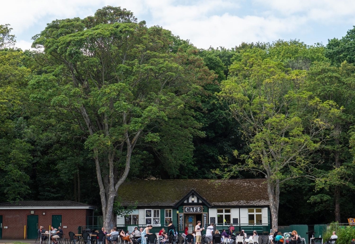 Endcliffe Park Cafe. In the distance is a busy cafe. 