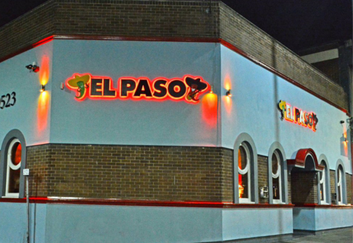 The exterior of El Paso at night.